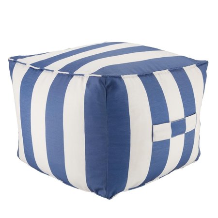 JAIPUR LIVING Chatham Indoor & Outdoor Striped Blue & White Cuboid Pouf POF100489